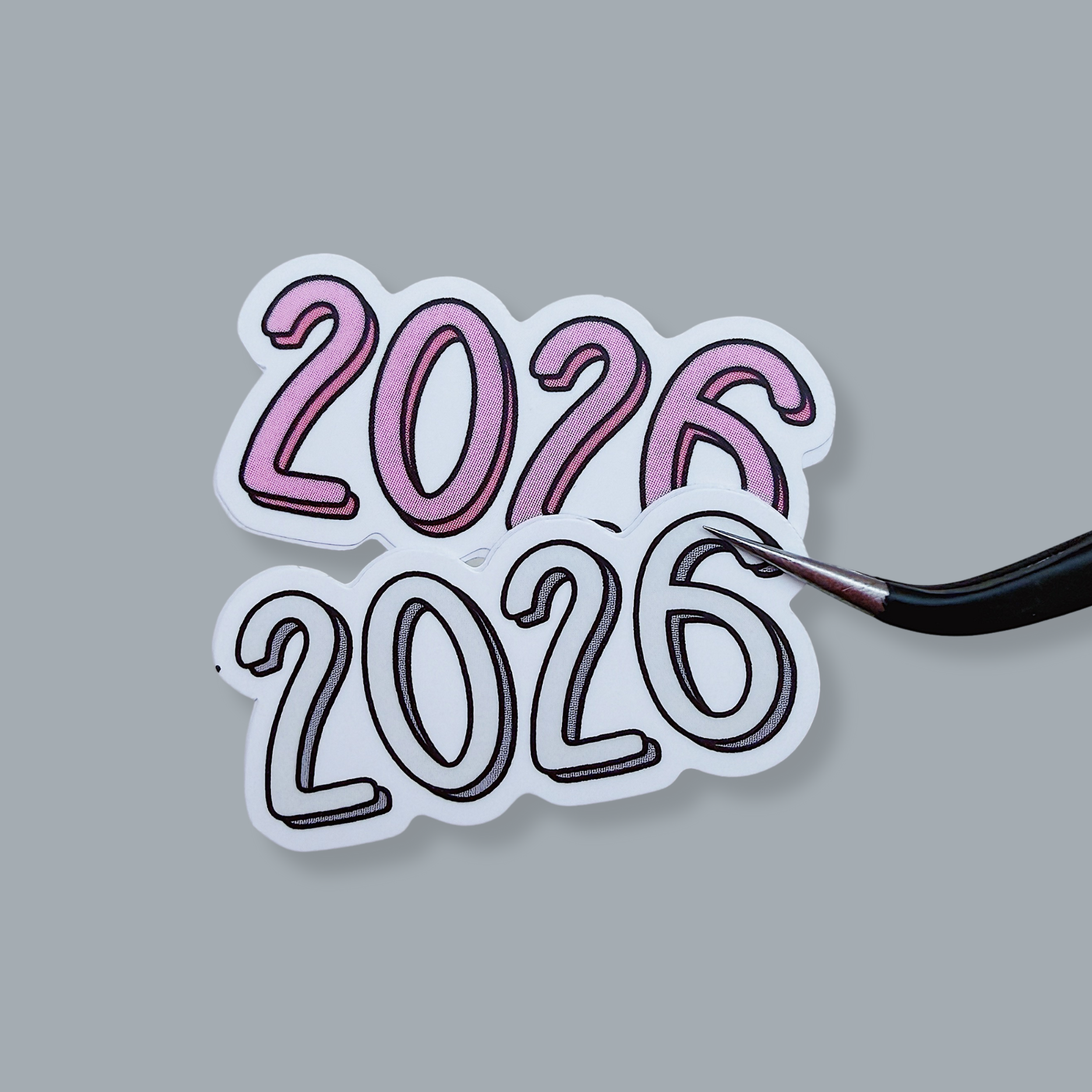 MMMです。 エングレービング立体ステッカー16枚セット　メタルカラー 2026 Lettering Mini Vinyl Sticker Die Cut | Choose Your Color