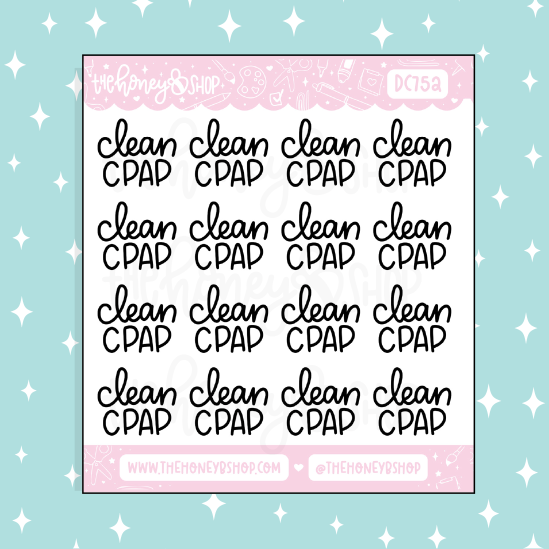 Clean CPAP Lettering Doodle Sticker