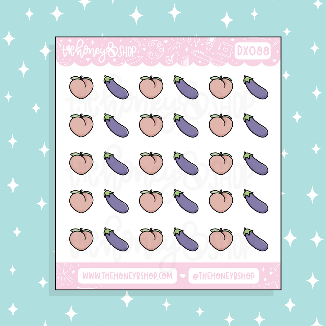 IYKYK Peaches + Eggplant Doodle Sticker