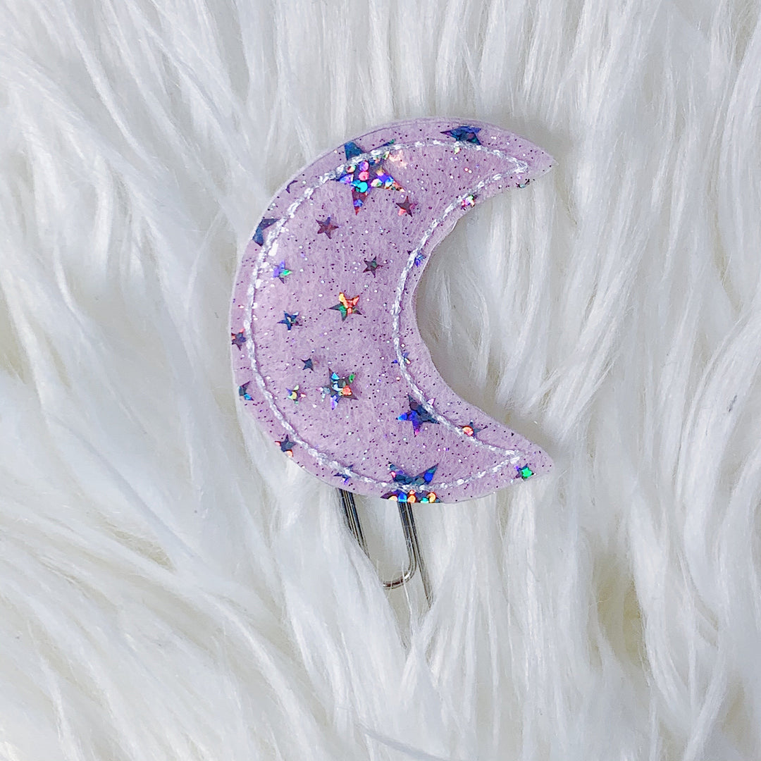 Clip para agenda Feltie de algodón de azúcar y luna lila