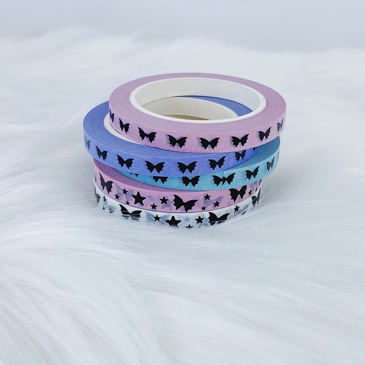 Pastel Pack Baby Bat Bows Perforated Header Washi Bundle | (5) 5MM Tapes