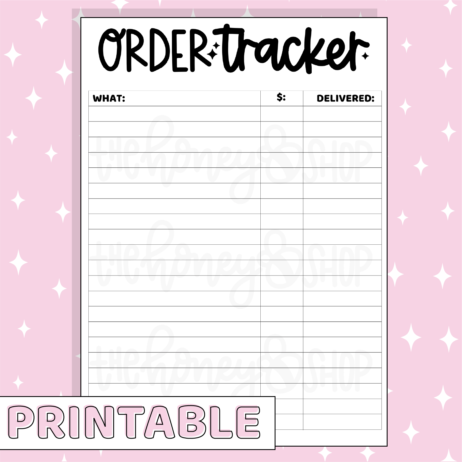 Order Tracker Printable Bee-6 Full Page Sticker | B6 Planner | Printable  Planner Stickers