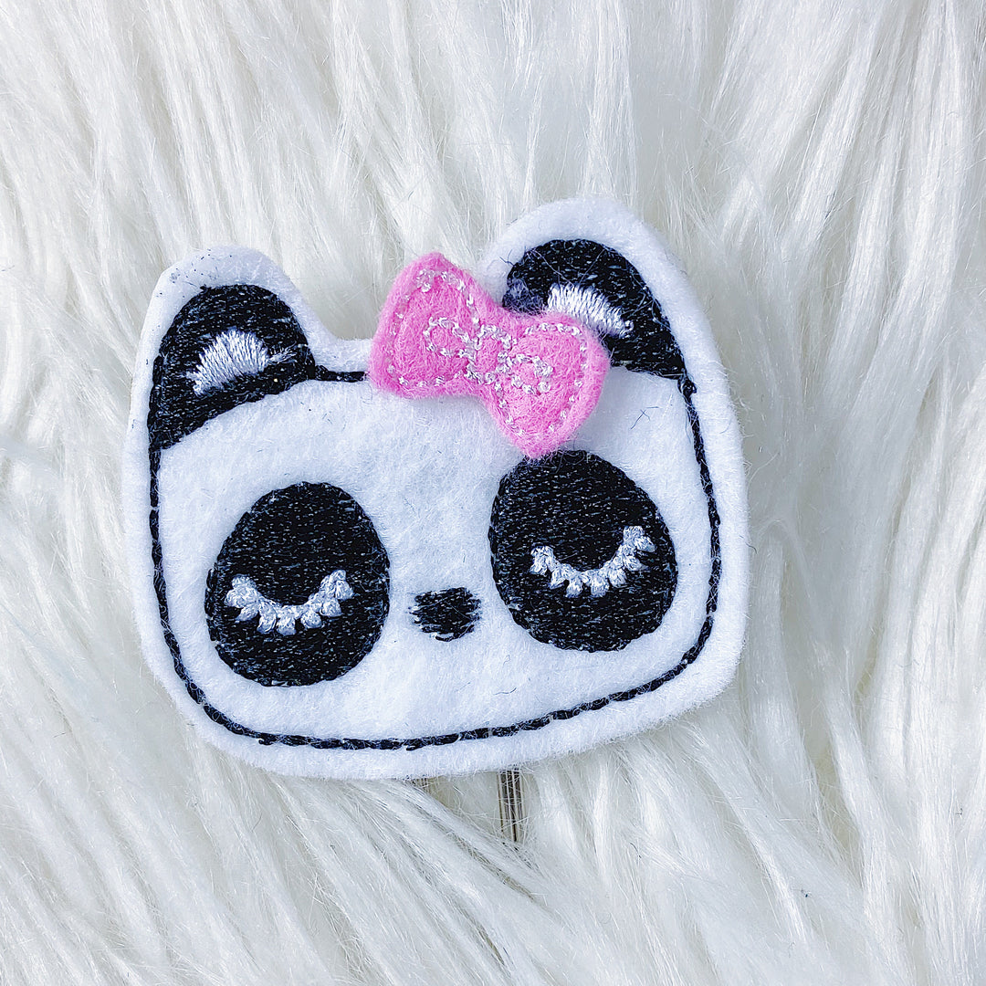 Panda with Bow Feltie Planner Clip
