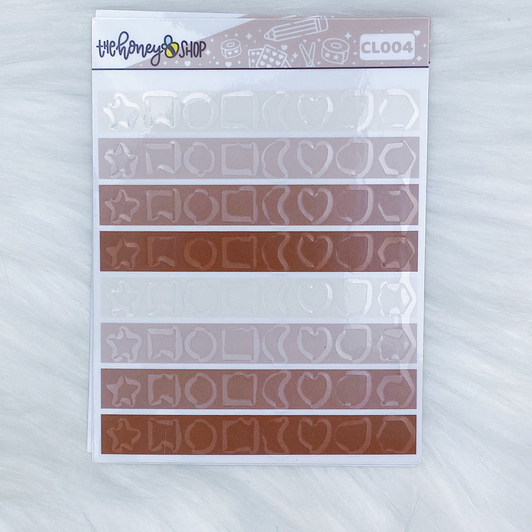 Hoja de pegatinas de iconos mixtos transparentes de crema y azúcar | ¡Corazón, Luna, Círculos, etc!