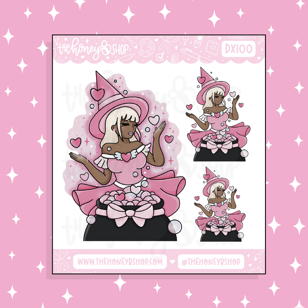 Love Witch Babe Doodle Sticker | Choose your Skin Tone!