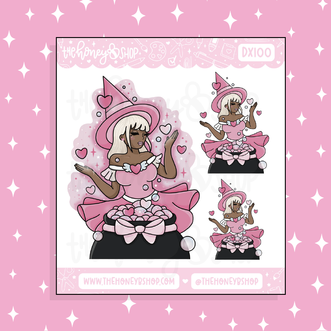 Love Witch Babe Doodle Sticker | Choose your Skin Tone!