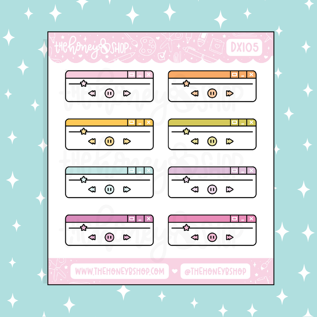 Music Player Bar Doodle Sticker | Choose Your Color Option!