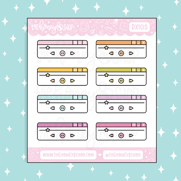 Music Player Bar Doodle Sticker | Choose Your Color Option!