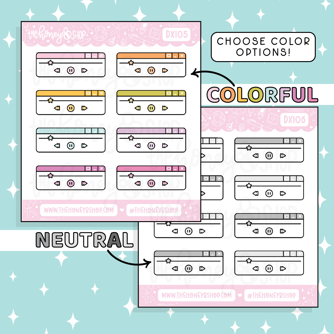 Music Player Bar Doodle Sticker | Choose Your Color Option!