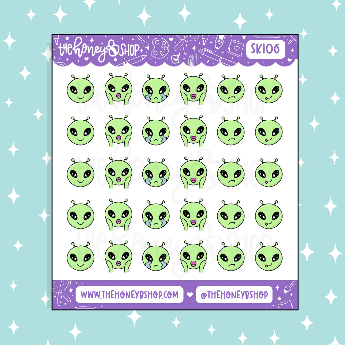 Alien Emojis Doodle Sticker