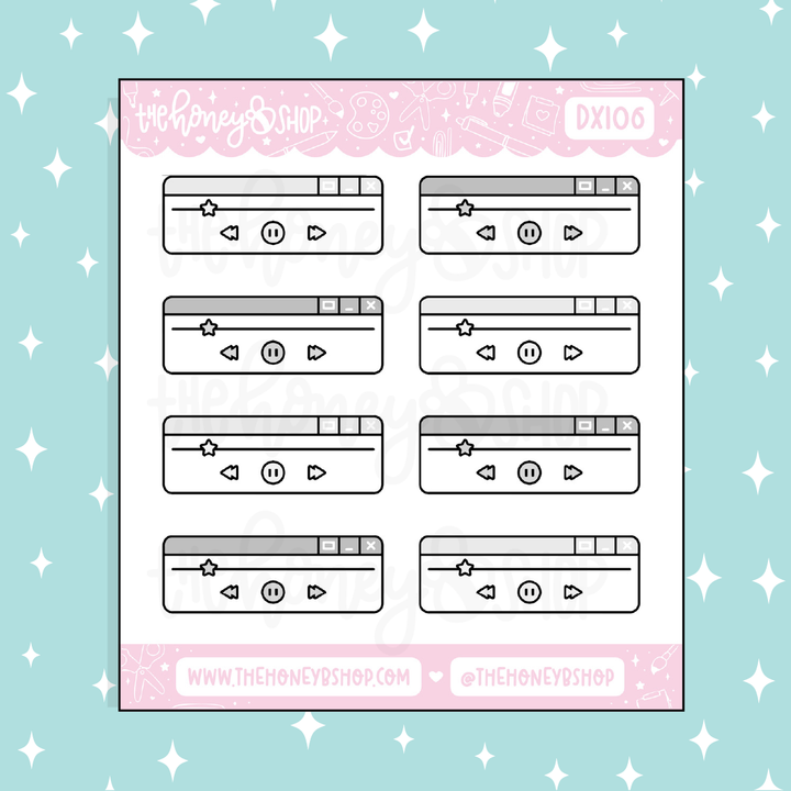 Music Player Bar Doodle Sticker | Choose Your Color Option!