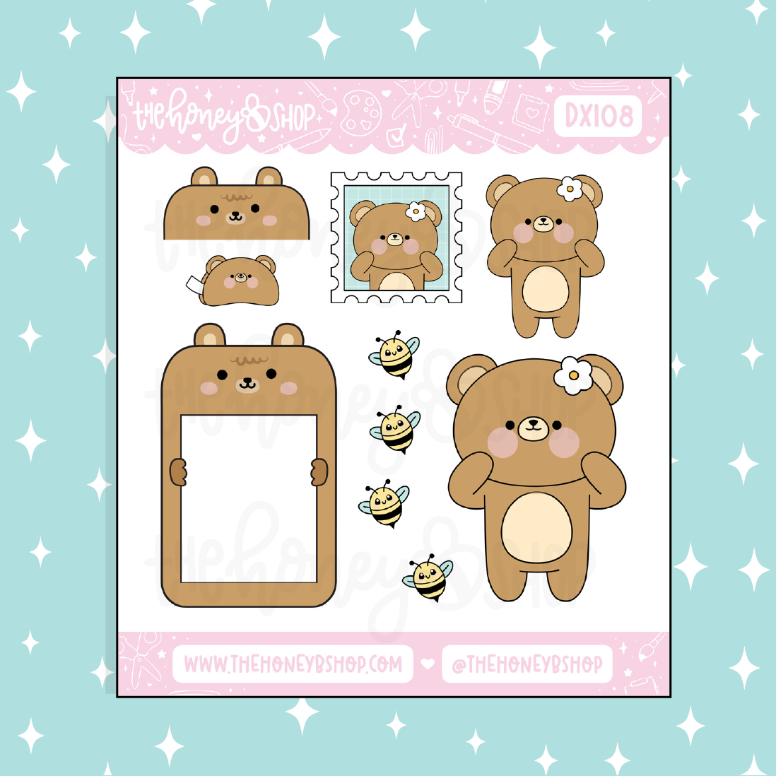 Beary Cute Sampler Doodle Sticker