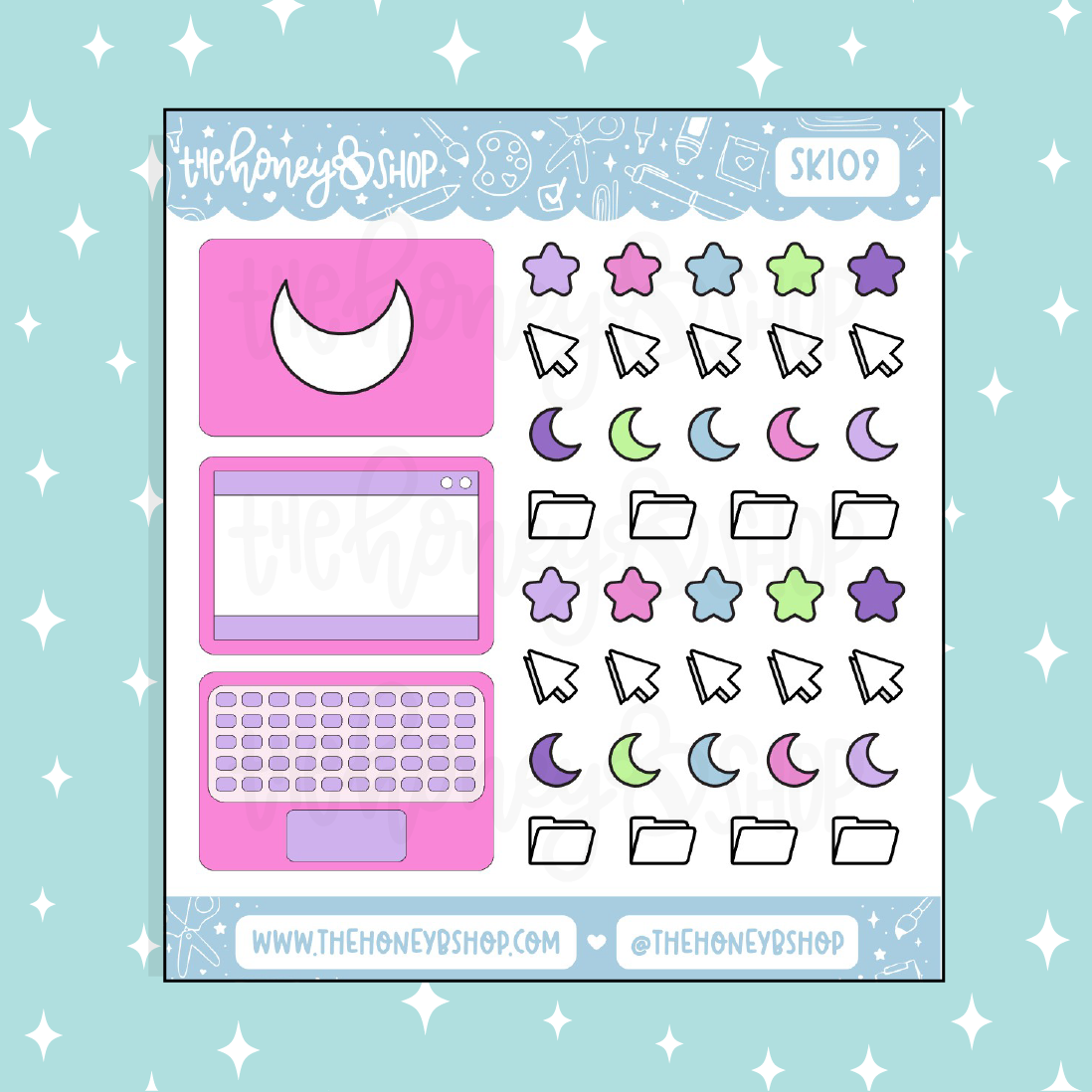 Foldable Laptop + Digital Icons Doodle Sticker