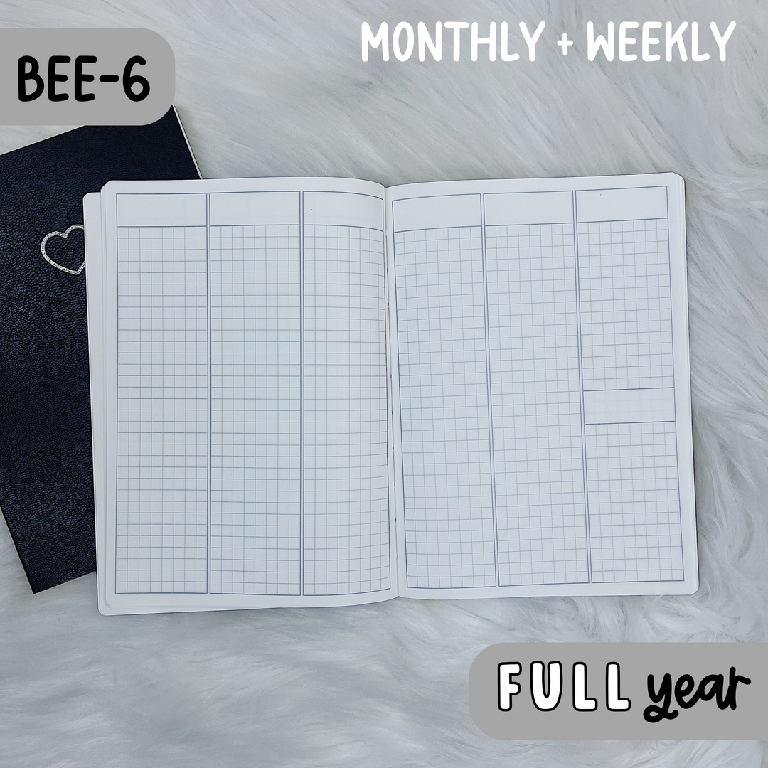 Full Year BEE-6 THBS Planner | Tomoe River Paper | Undated Monthly + Weekly Planner