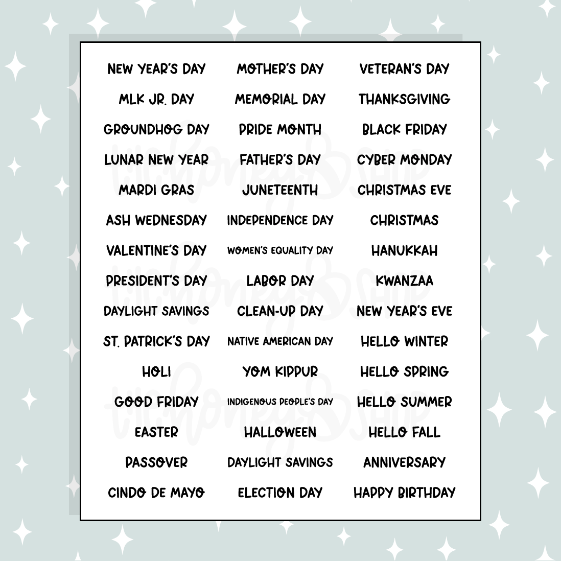 Yearly Holiday Lettering Doodle Sticker | A La Carte