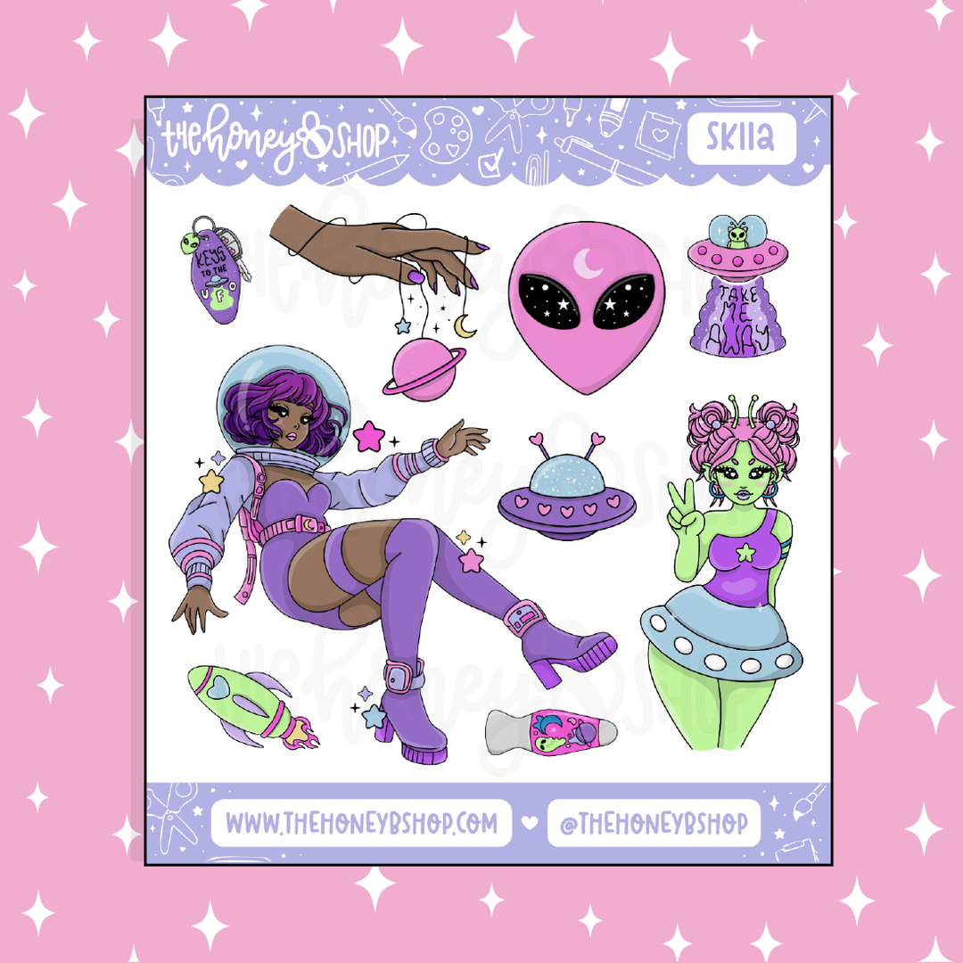 Supernova Babe Deco Doodle Sticker | Choose your Skin Tone!