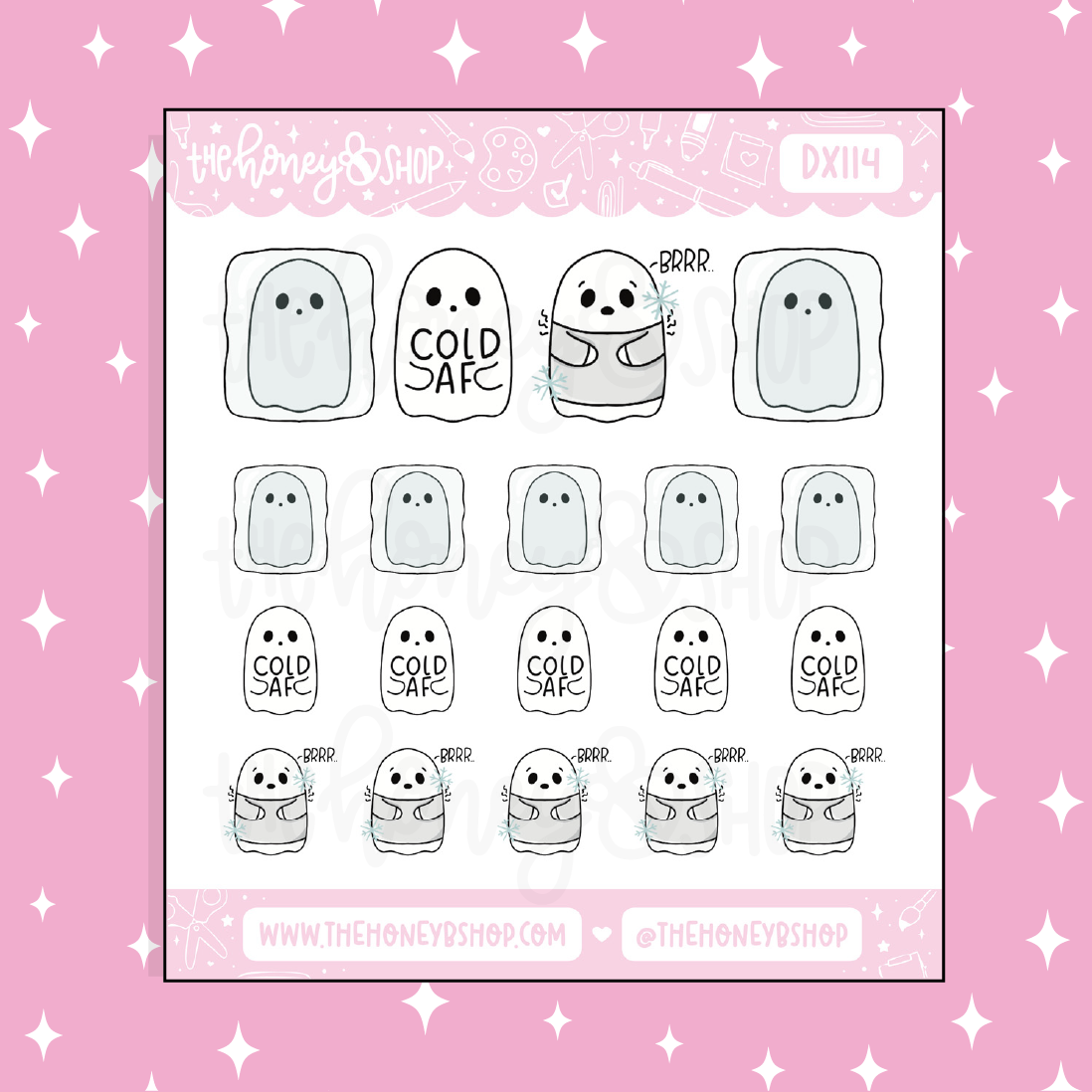 Cold AF Ghostie Doodle Sticker
