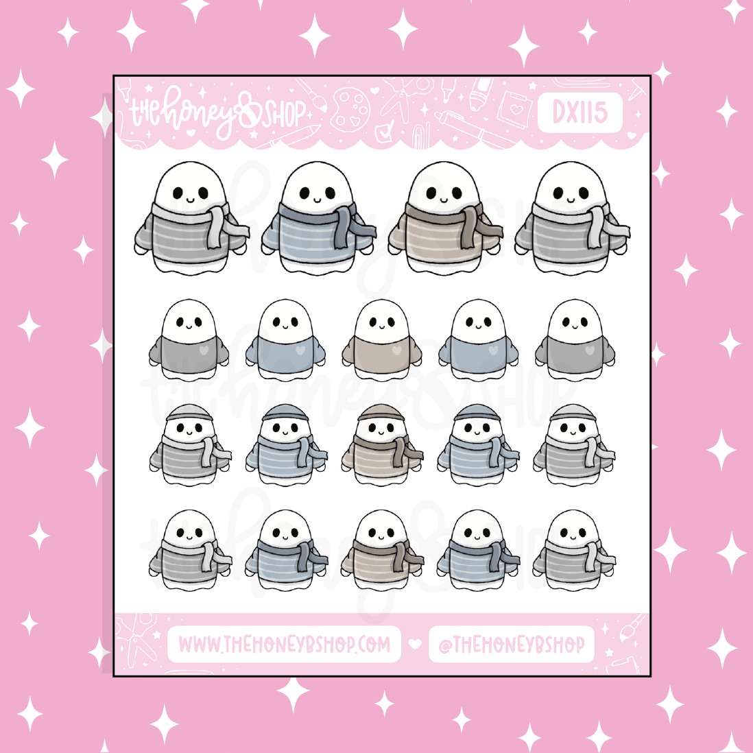 Sweater Weather Ghostie Doodle Sticker