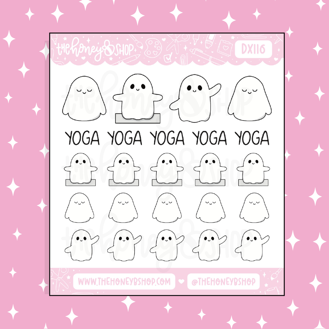 Yoga Ghostie Doodle Sticker