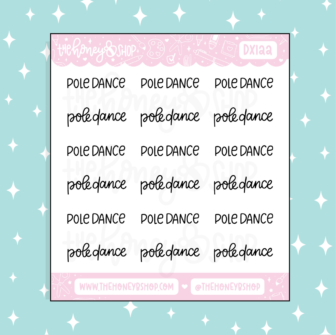 Pole Dance Lettering Doodle Sticker