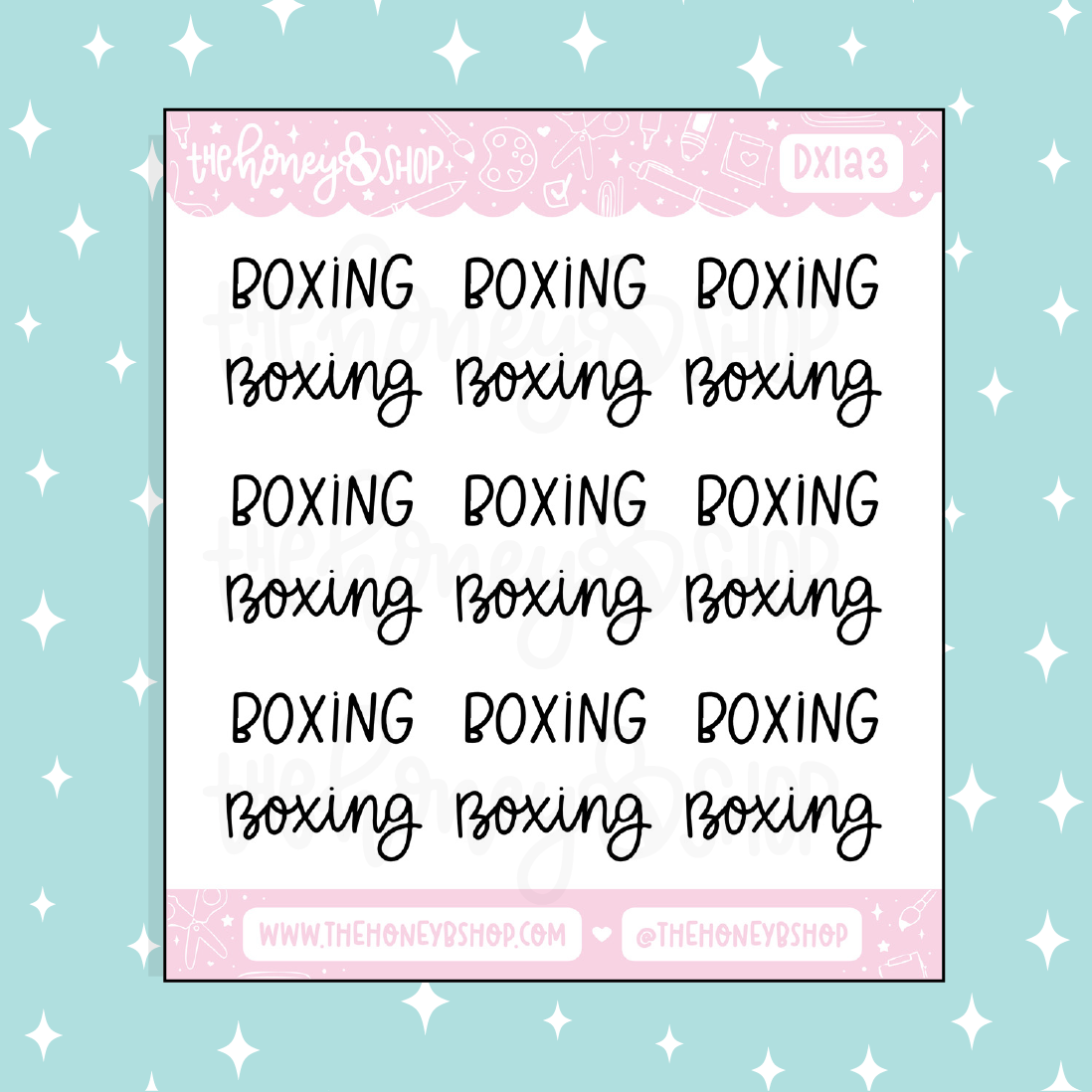 Boxing Lettering Doodle Sticker