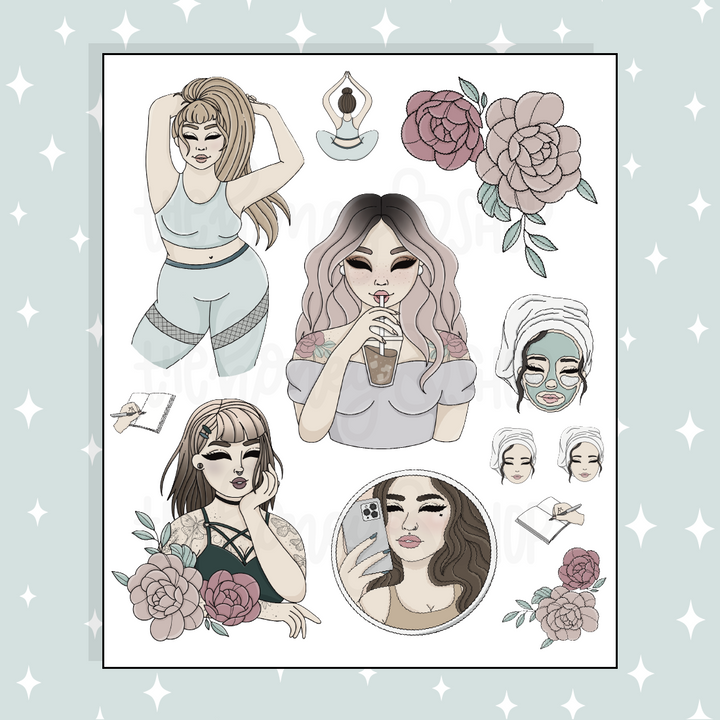 Reset Large Babe Deco Doodle Sticker | A La Carte | Choose your Skin Tone!