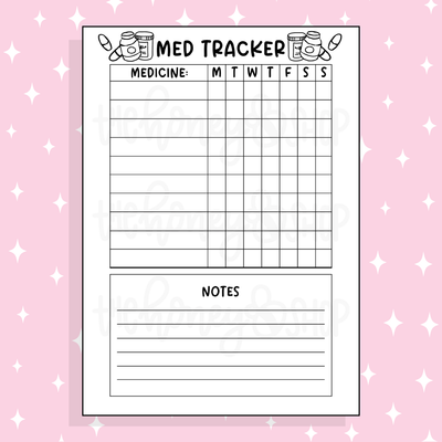 Med Tracker Bee-6 Full Page Sticker | B6 Size 5x7 | Choose Your Color Option!