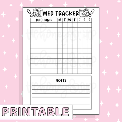 Med Tracker Printable Bee-6 Full Page Sticker | B6 Planner | Printable Planner Stickers