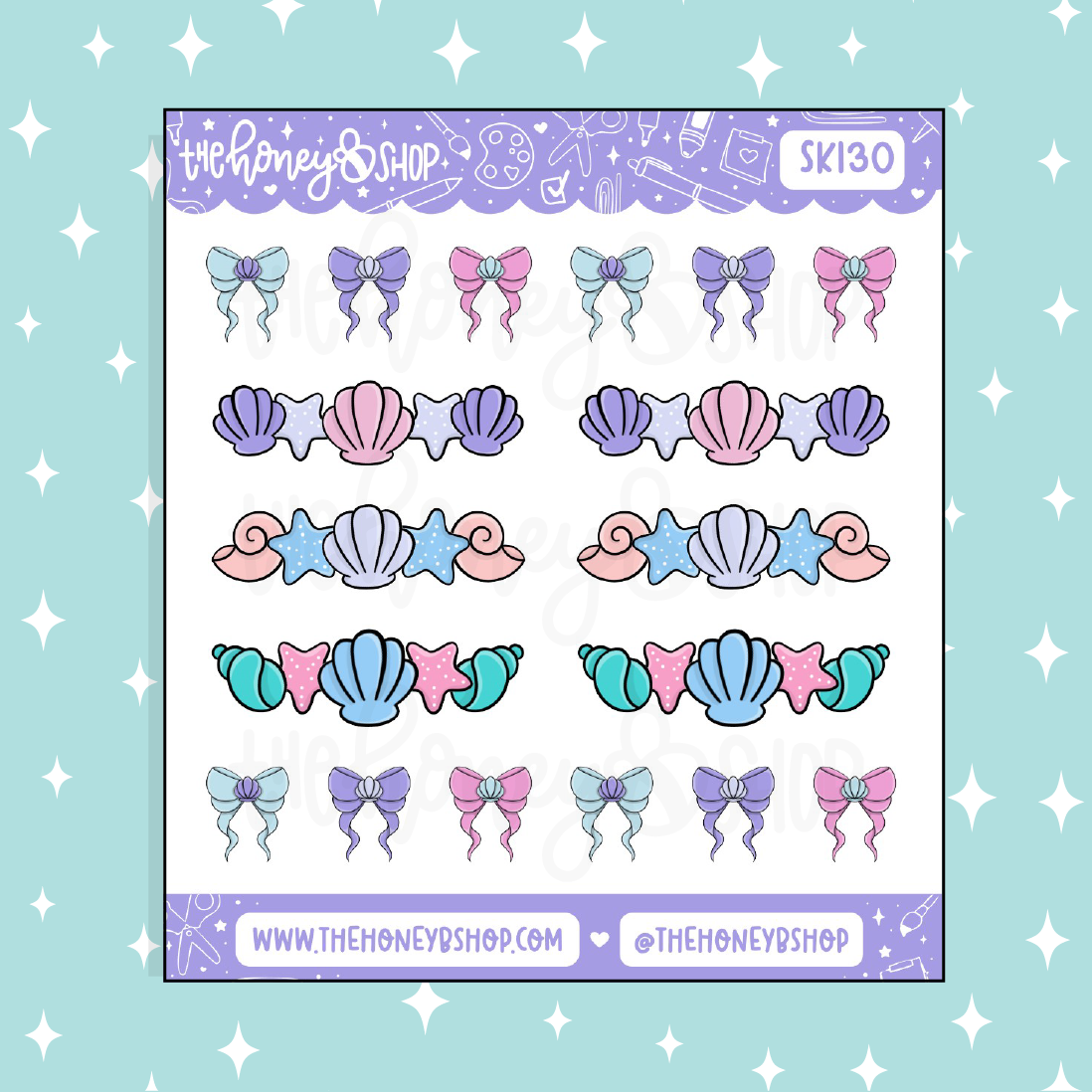Seashell Bows + Headers Doodle Sticker
