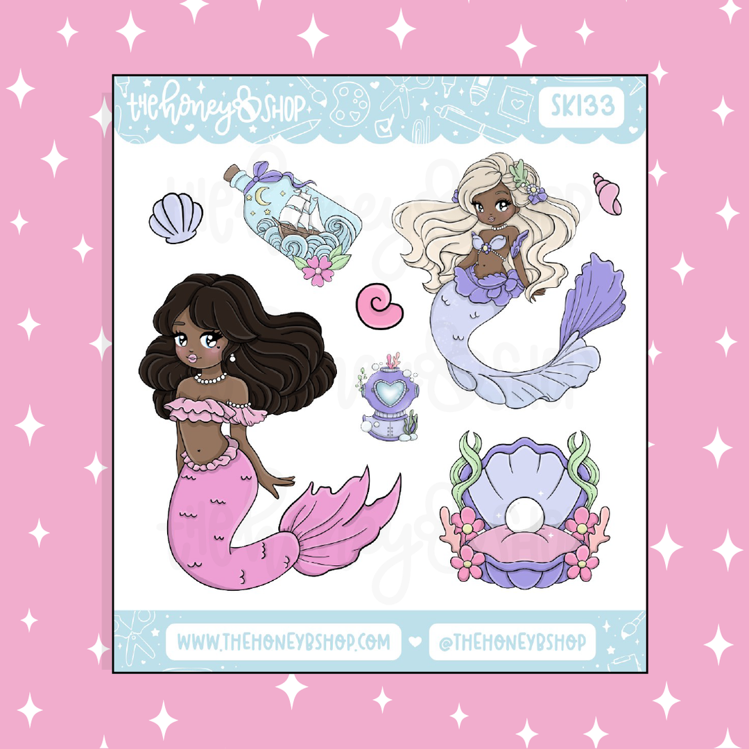 Under the Sea Babe Deco Doodle Sticker | Choose your Skin Tone!