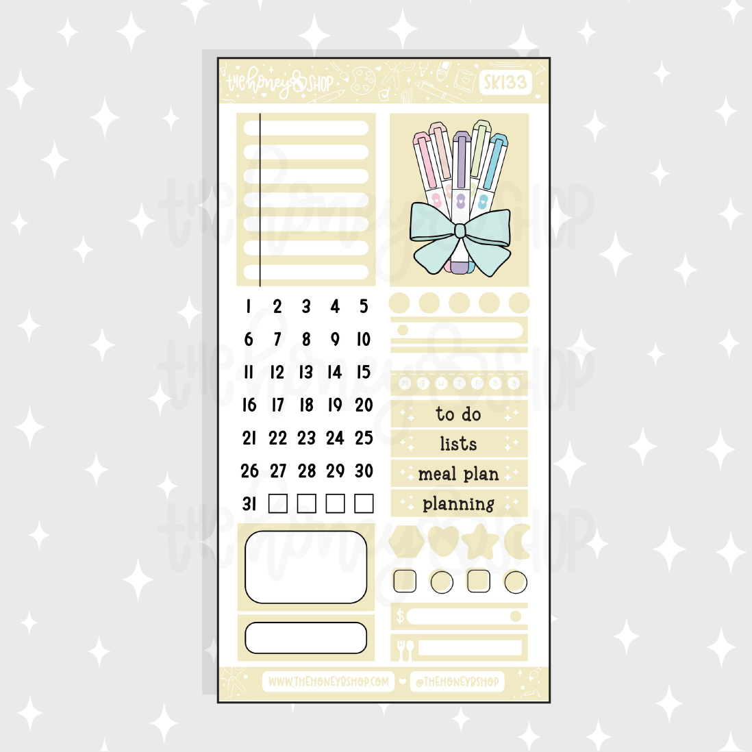 Pastel Yellow Functional Sheet Doodle Sticker | A La Carte – TheHoneyBShop