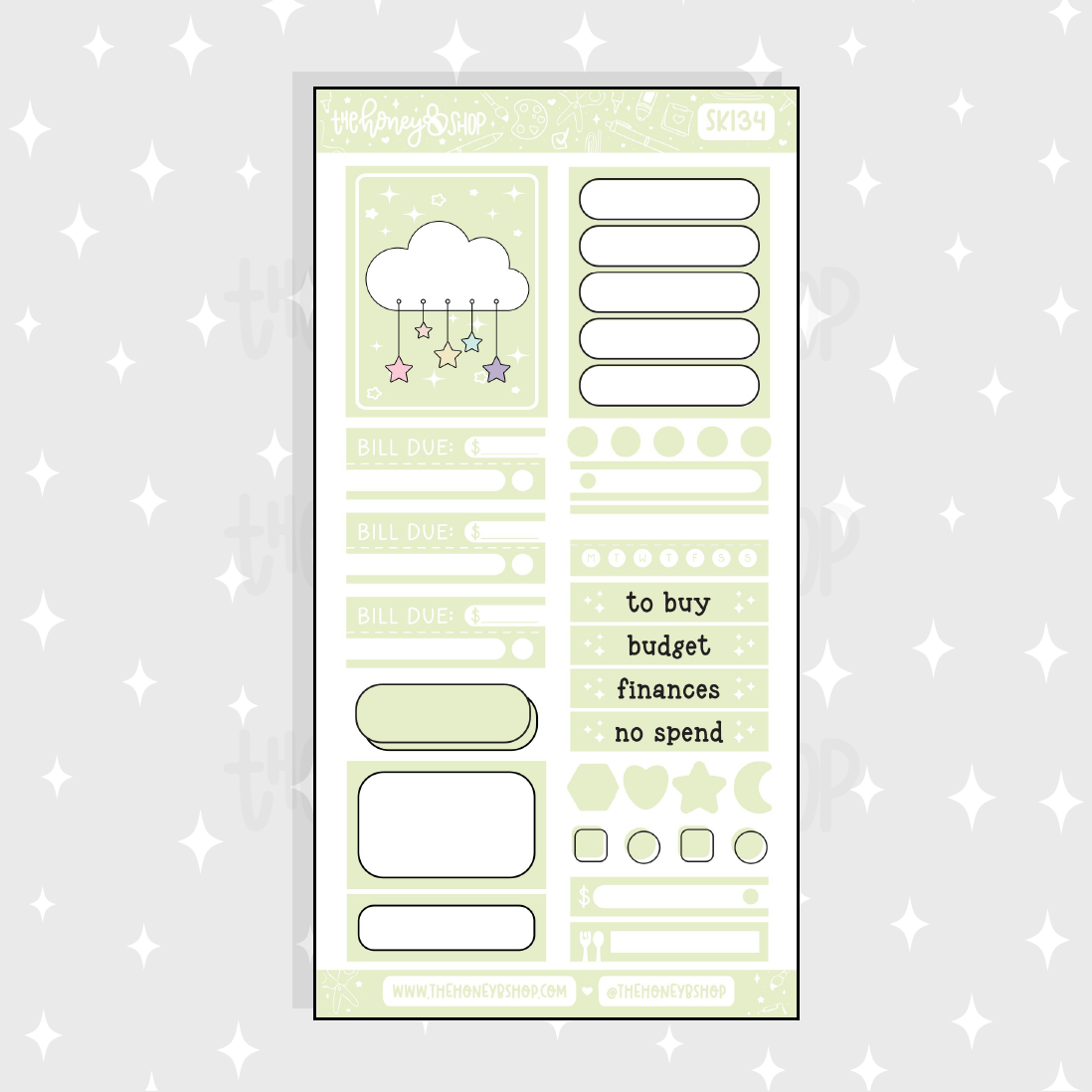 Pastel Green Functional Sheet Doodle Sticker | A La Carte