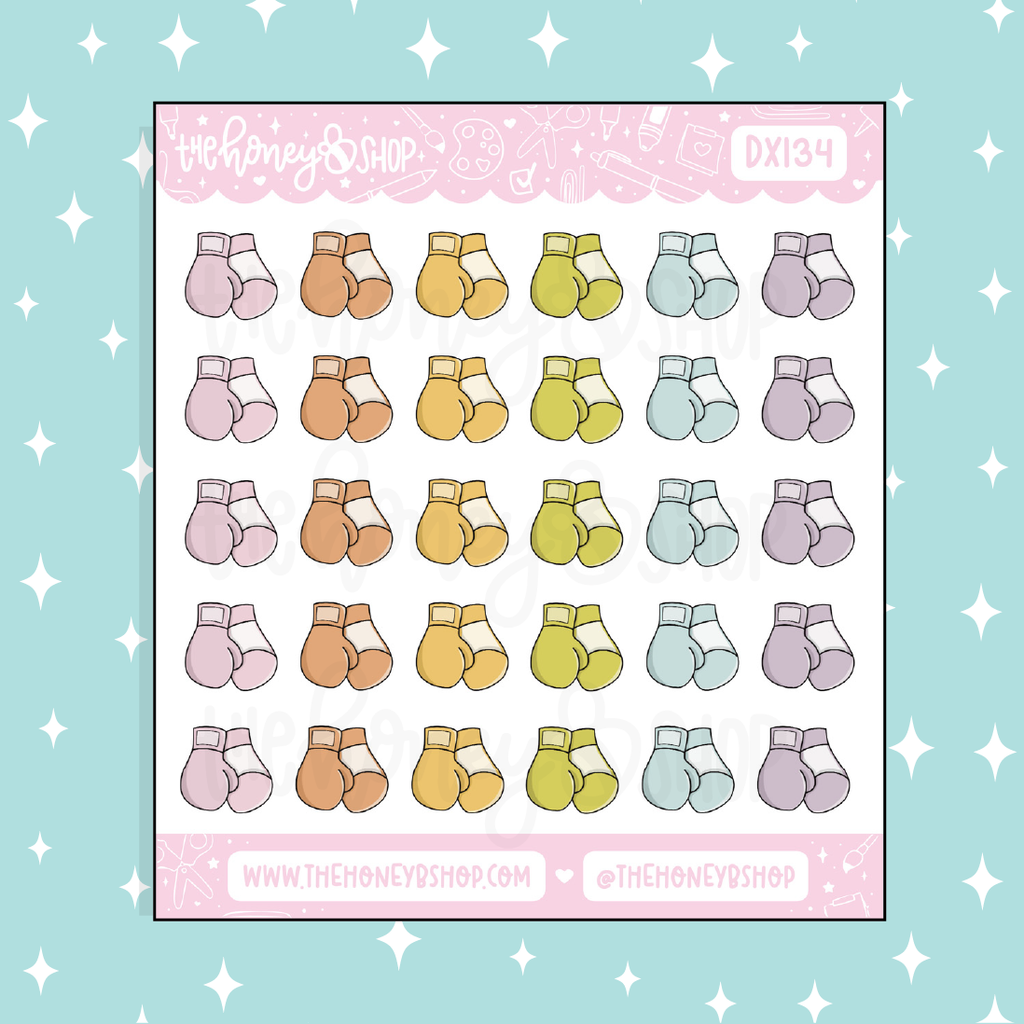 Boxing Gloves Icon Doodle Sticker | Choose Your Color Option!