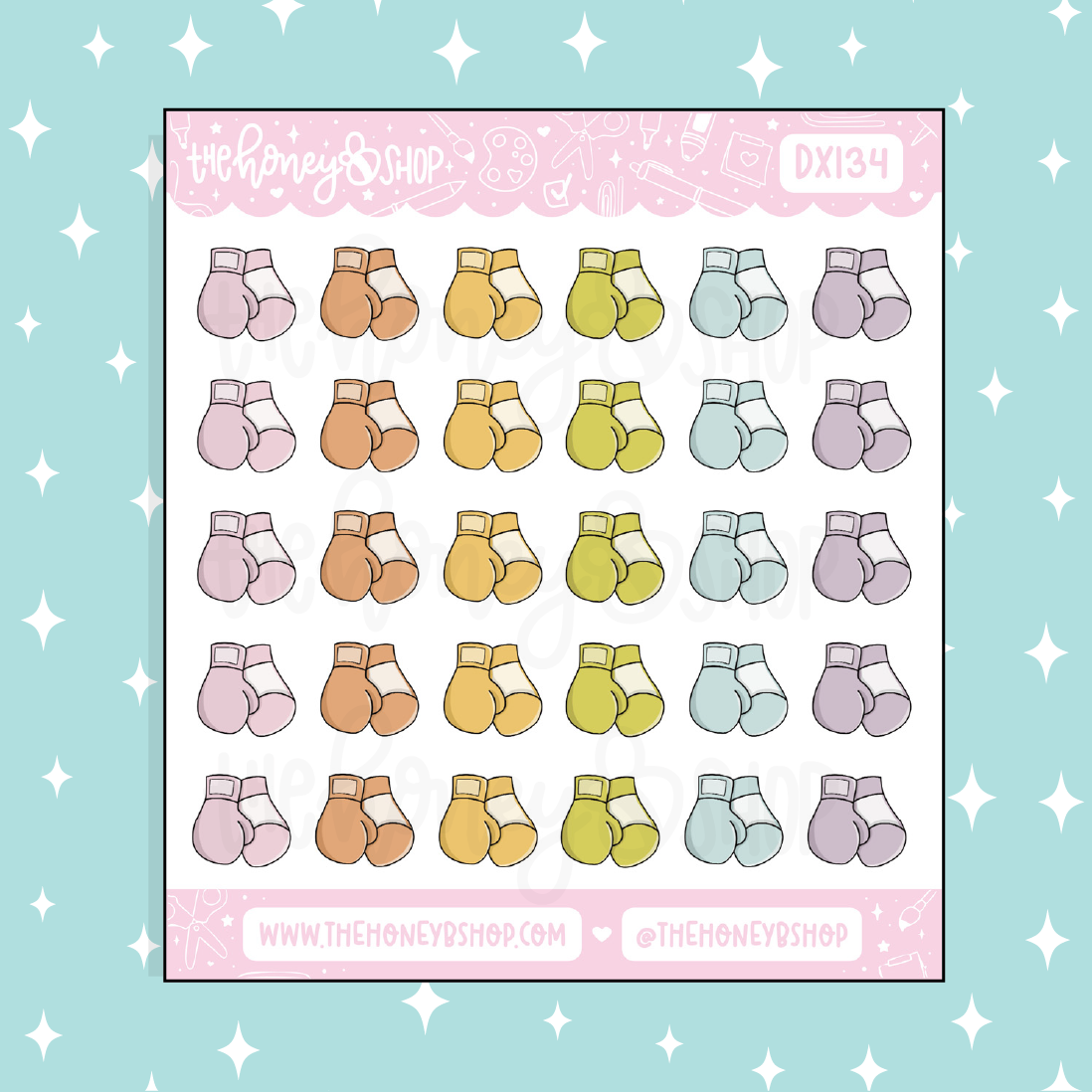 Boxing Gloves Icon Doodle Sticker | Choose Your Color Option!