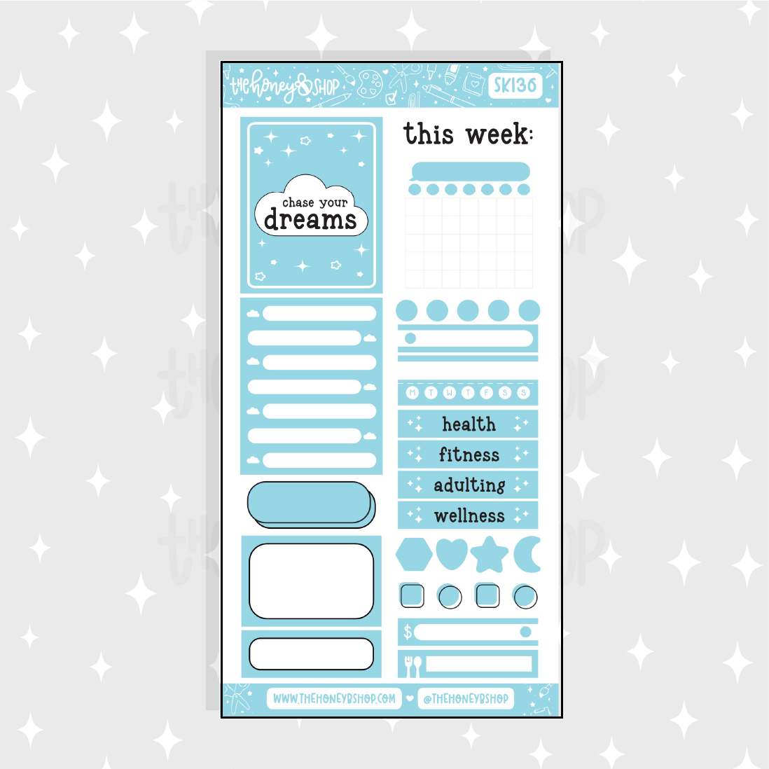 Pastel Blue Functional Sheet Doodle Sticker | A La Carte
