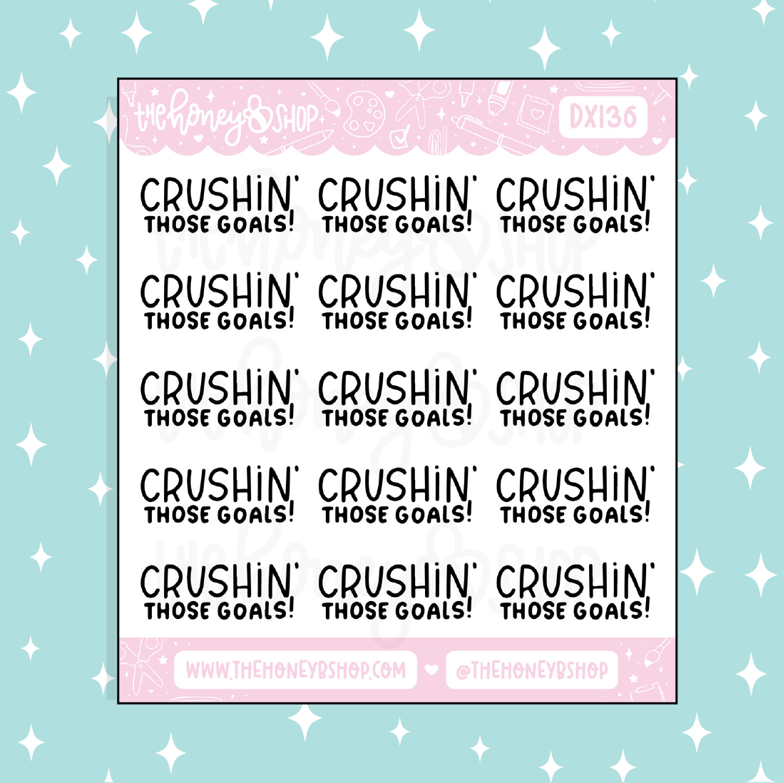 Crushin' Those Goals Lettering Doodle Sticker
