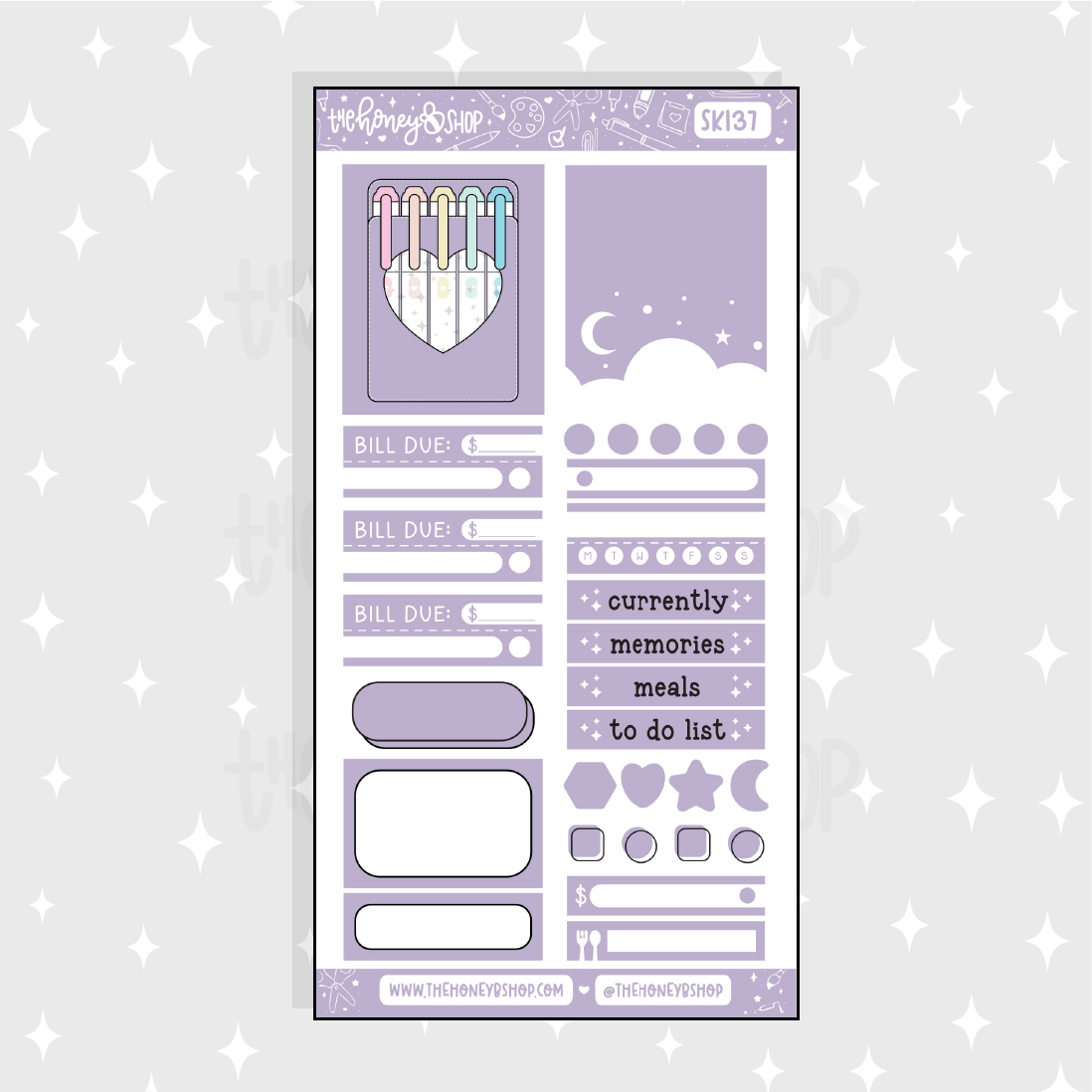 Pastel Purple Functional Sheet Doodle Sticker | A La Carte – TheHoneyBShop