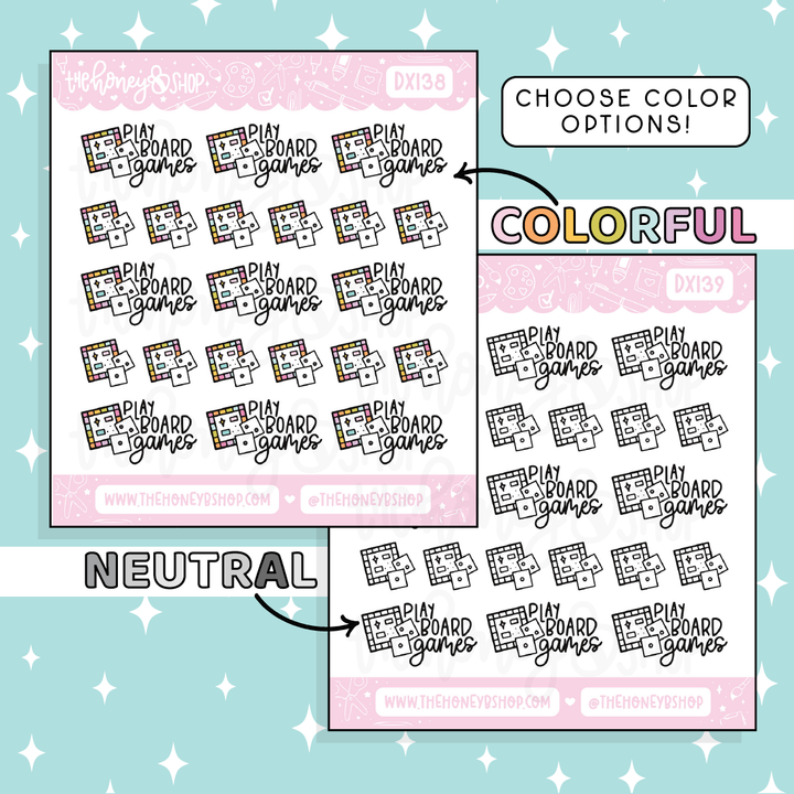 Play Board Games Lettering Doodle Sticker | Choose Your Color Option!