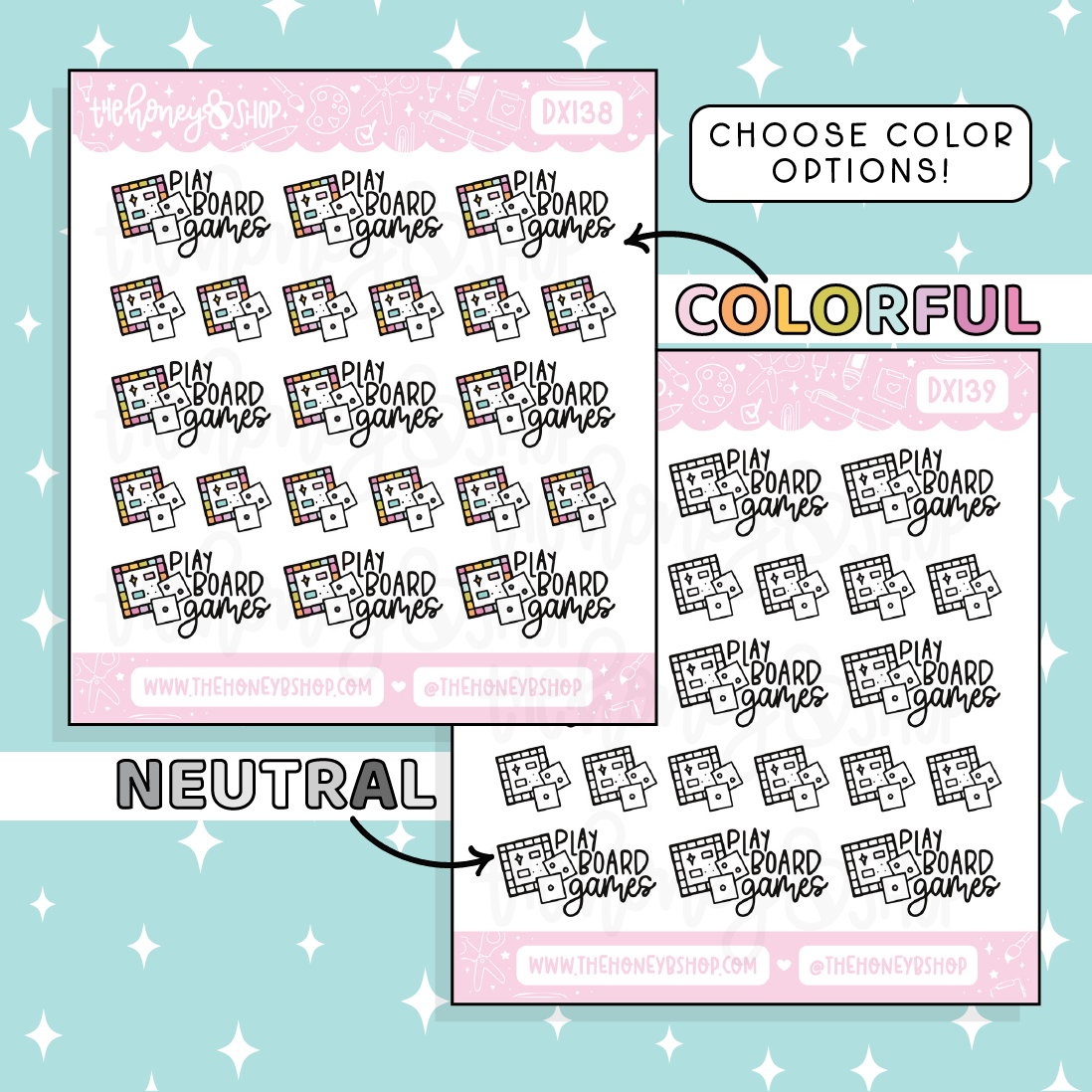 Play Board Games Lettering Doodle Sticker | Choose Your Color Option!