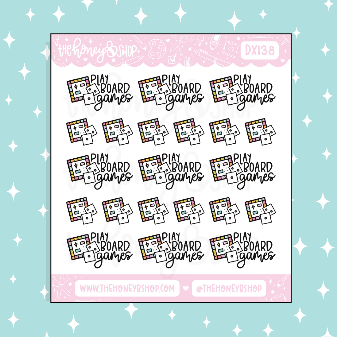 Play Board Games Lettering Doodle Sticker | Choose Your Color Option!