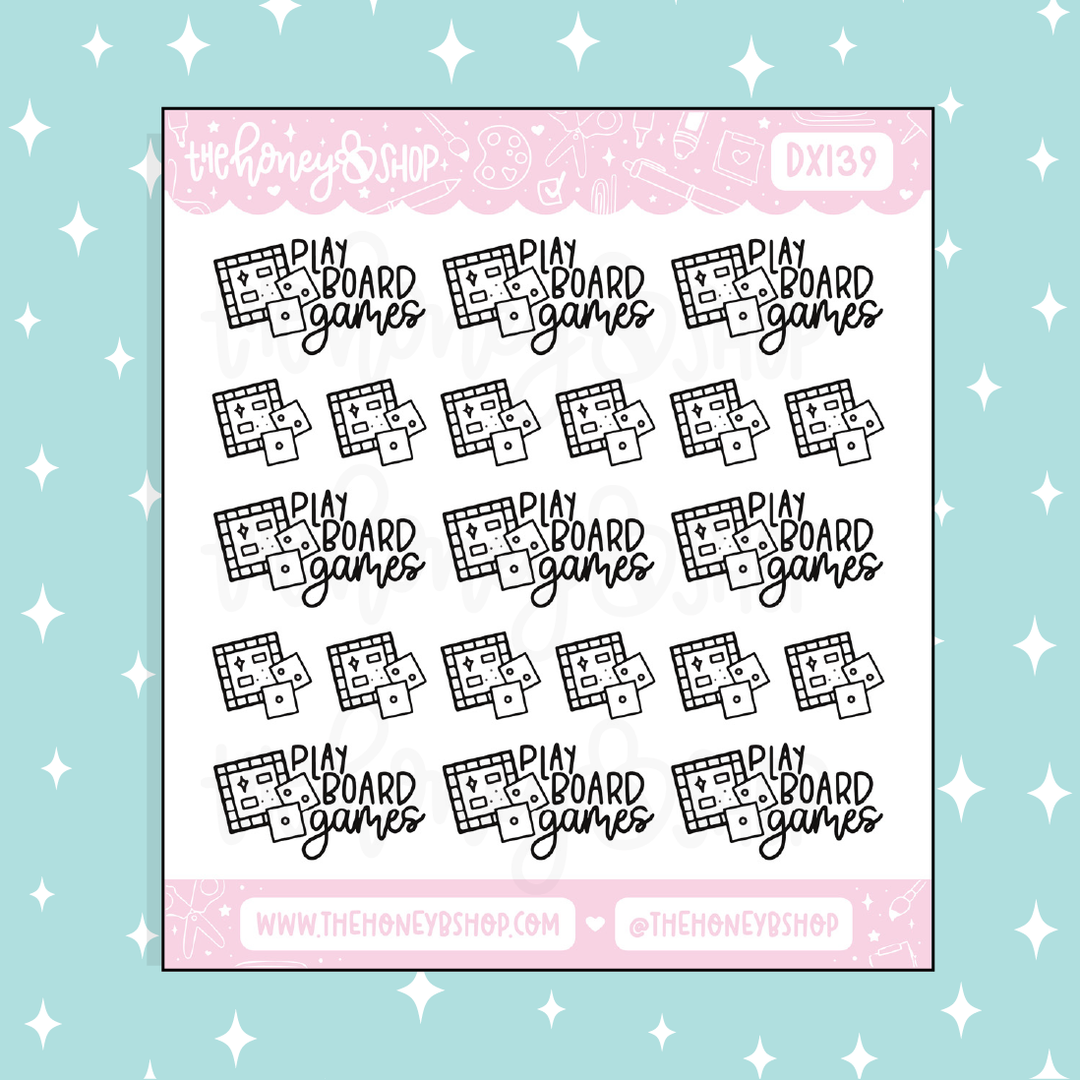 Play Board Games Lettering Doodle Sticker | Choose Your Color Option!