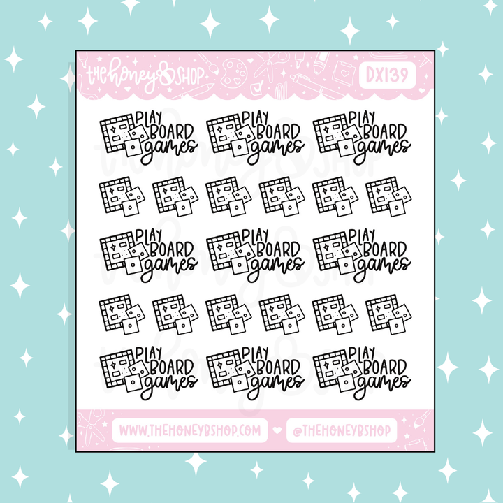 Play Board Games Lettering Doodle Sticker | Choose Your Color Option!