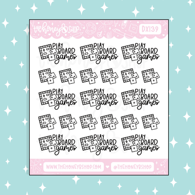 Play Board Games Lettering Doodle Sticker | Choose Your Color Option!