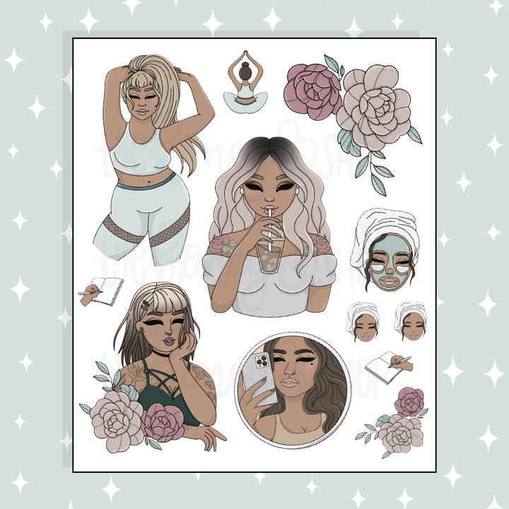 Reset Large Babe Deco Doodle Sticker | A La Carte | Choose your Skin Tone!