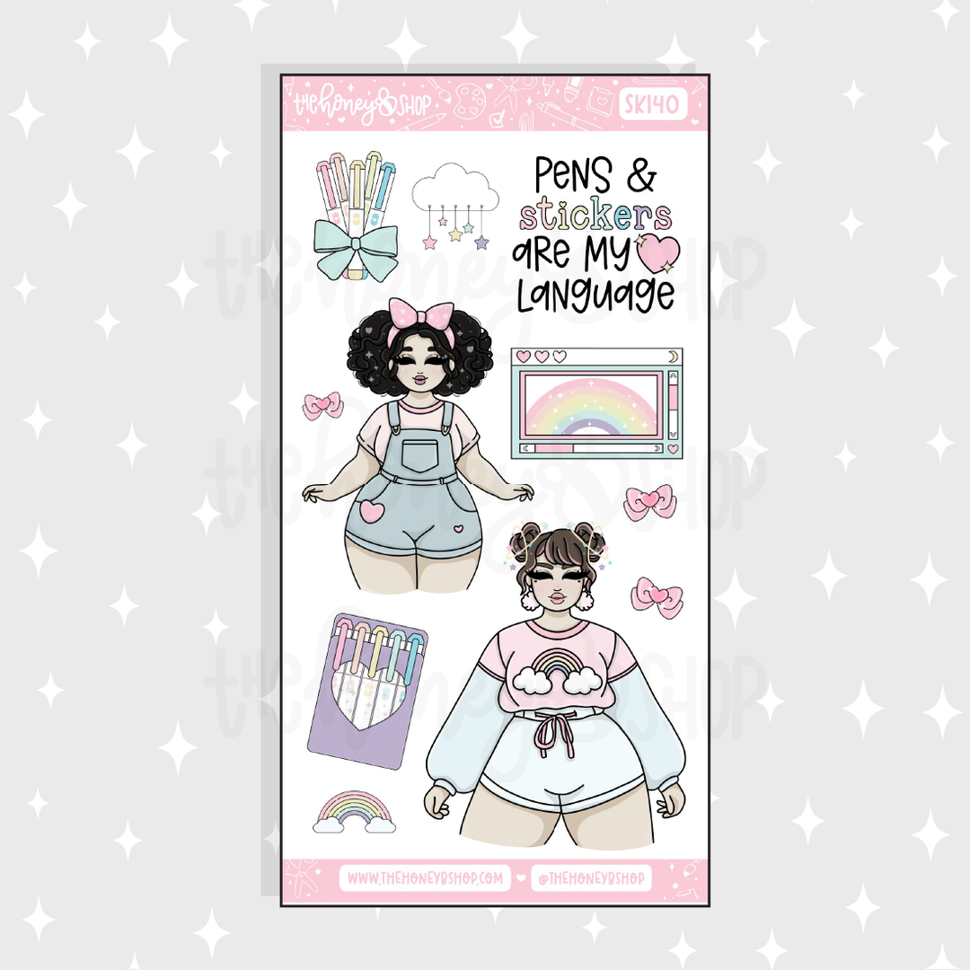 Pastel Dreams 2.0 Large Babe Deco Doodle Sticker | A La Carte | Choose your Skin Tone!