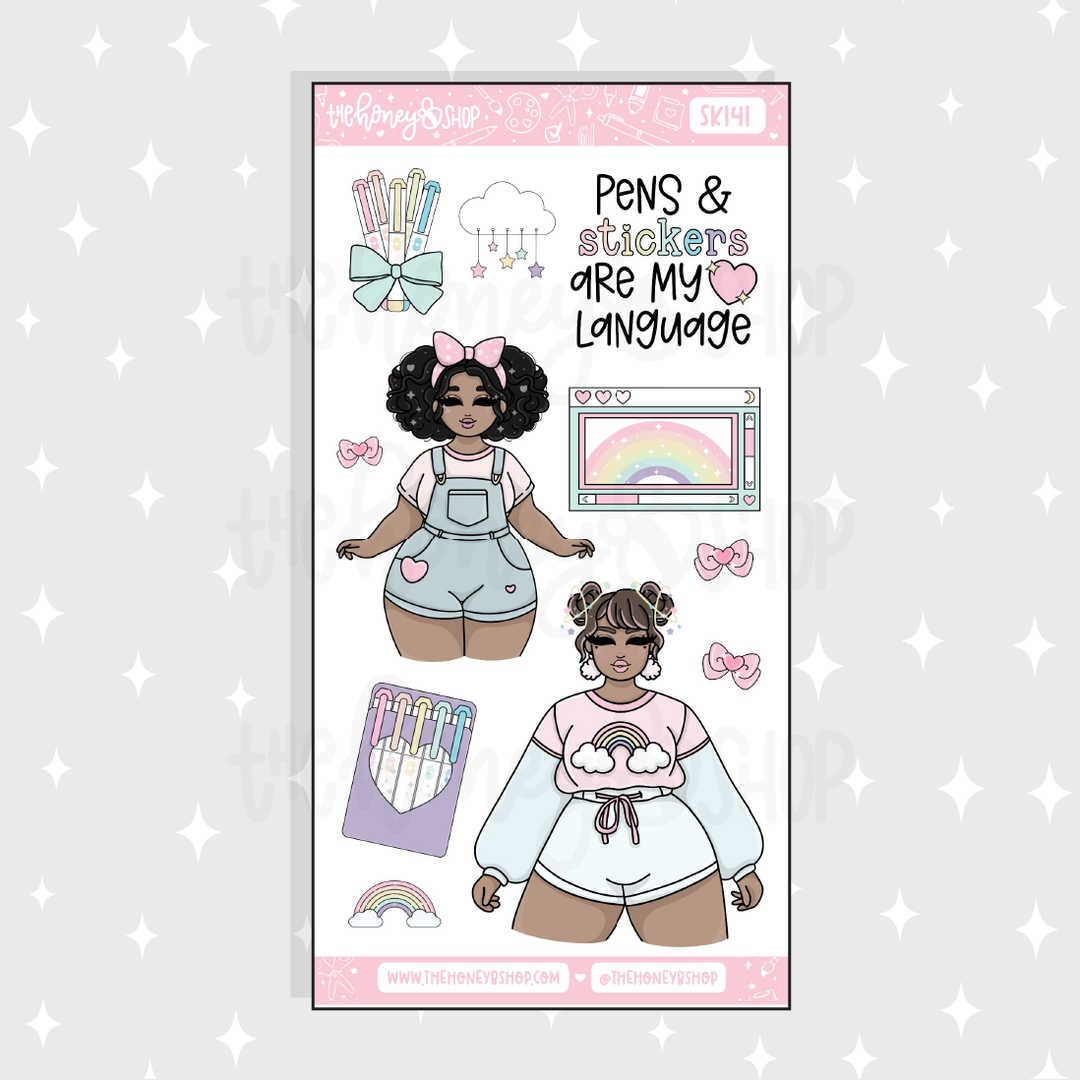 Pastel Dreams 2.0 Large Babe Deco Doodle Sticker | A La Carte | Choose your Skin Tone!