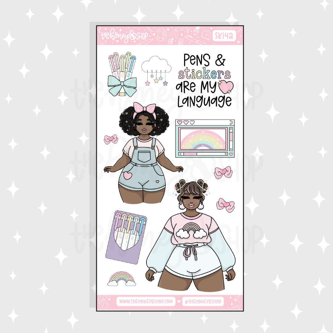 Pastel Dreams 2.0 Large Babe Deco Doodle Sticker | A La Carte | Choose your Skin Tone!