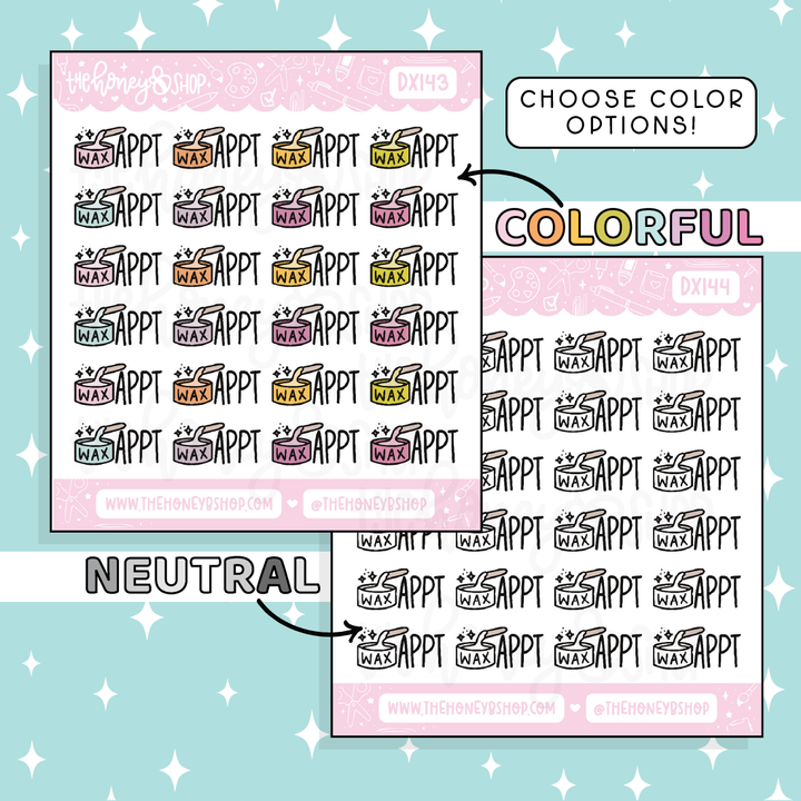 Wax Appt Lettering Doodle Sticker | Choose Your Color Option!