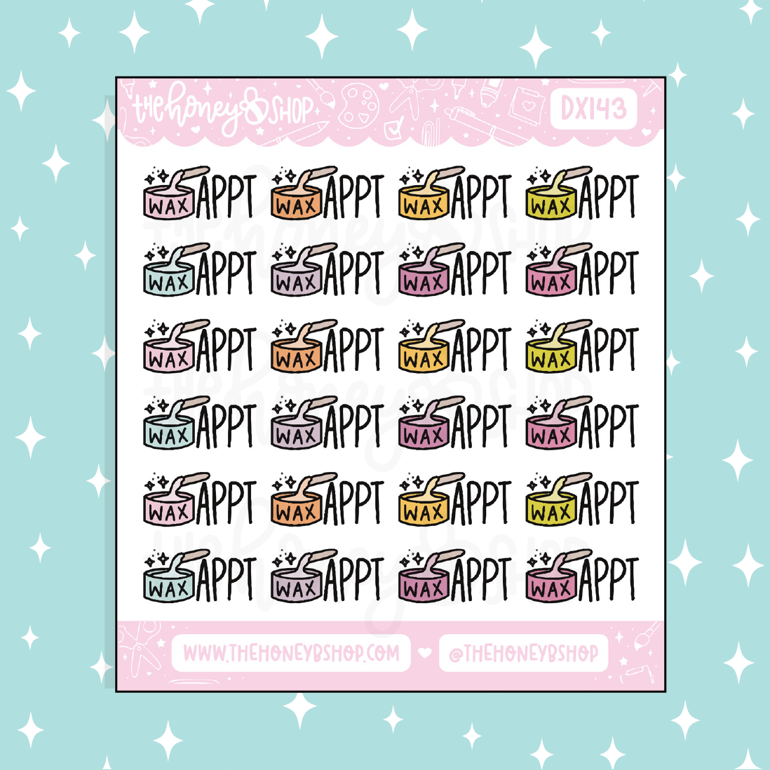 Wax Appt Lettering Doodle Sticker | Choose Your Color Option!