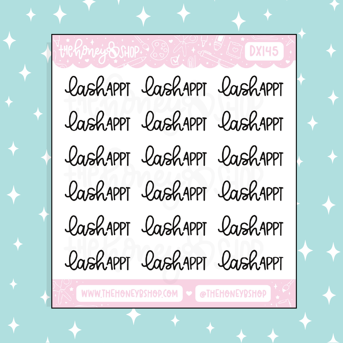 Lash Appt Lettering Doodle Sticker